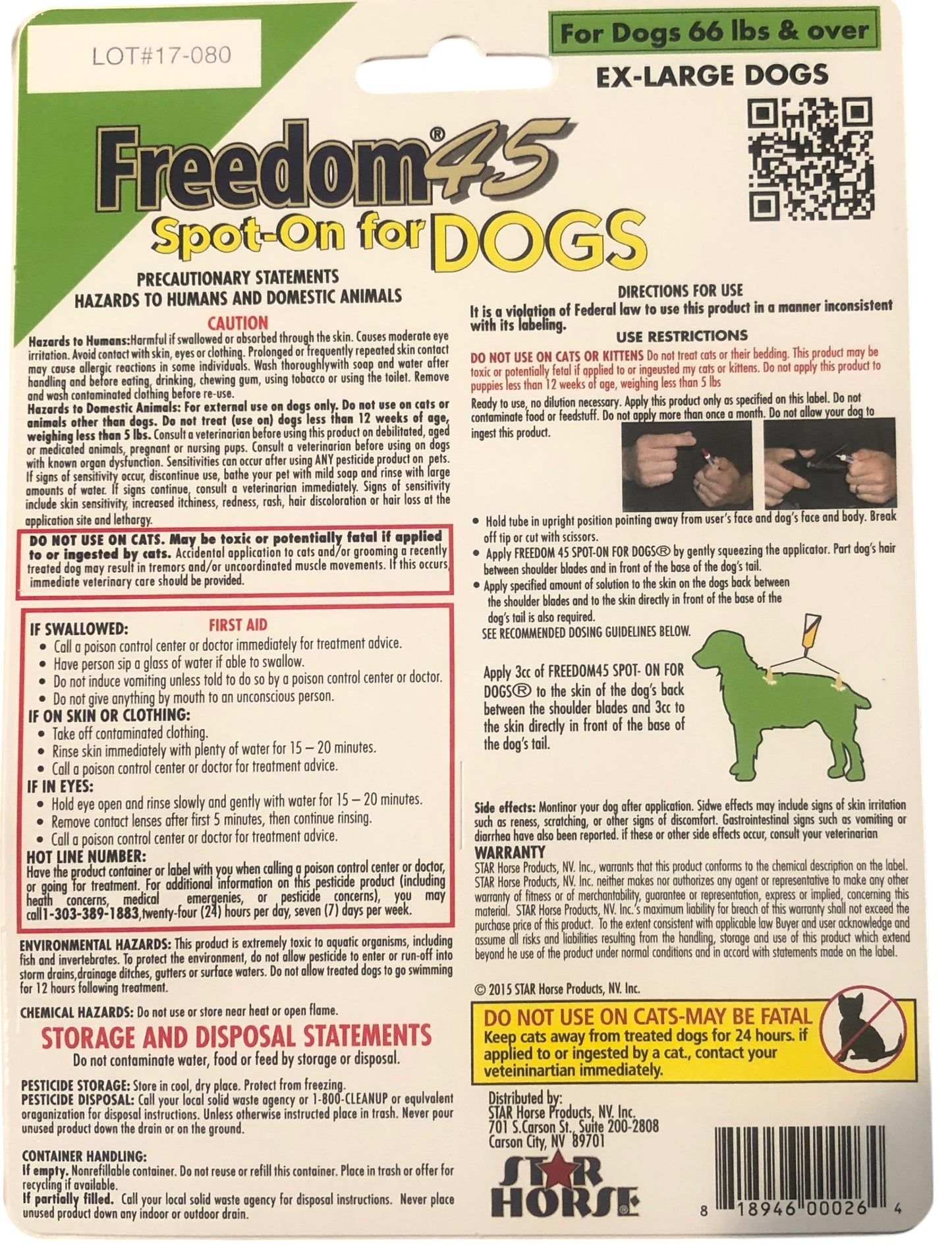 Freedom 45 Spot-On for Extra Large Dogs 66 lbs+