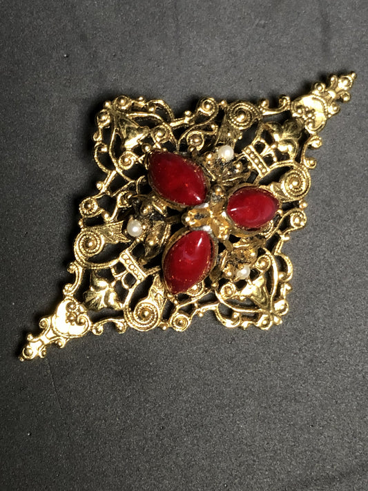 Vintage Gold-Toned Renaissance-Style Brooch
