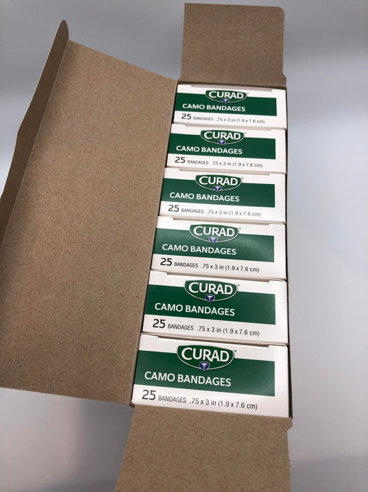 CURAD Camo Bandages, Flex-Fabric, 25 Count, 6 Boxes