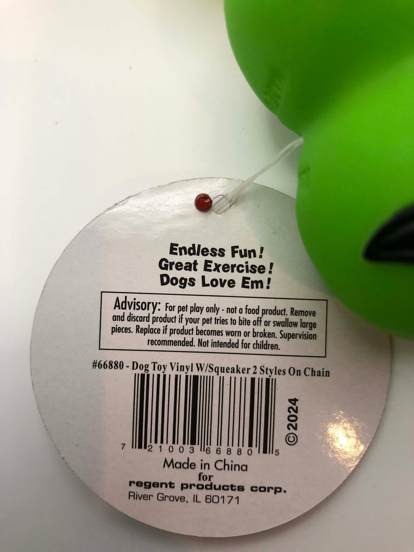 Large Vinyl Dog Squeaky Bone Toy, Assorted colors, 1 Count