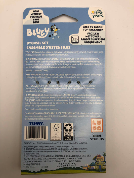 The First Years Bluey Stainless Steel 3 Piece Utensil Set, 9 mos.+