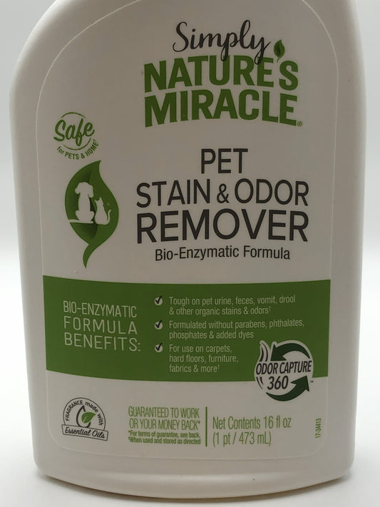 Simply Nature's Miracle Pet Stain & Odor Remover, 16 oz