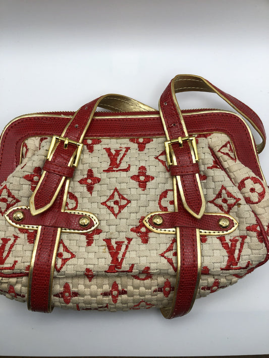 Vintage Louis Vuitton Red Lizard Sac Crochet PM Handbag, Limited Edition