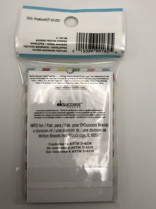 Martha Stewart Crafts, Modern Festive Striped Embellishment Blank Note Cards with Envelopes, 24 pieces