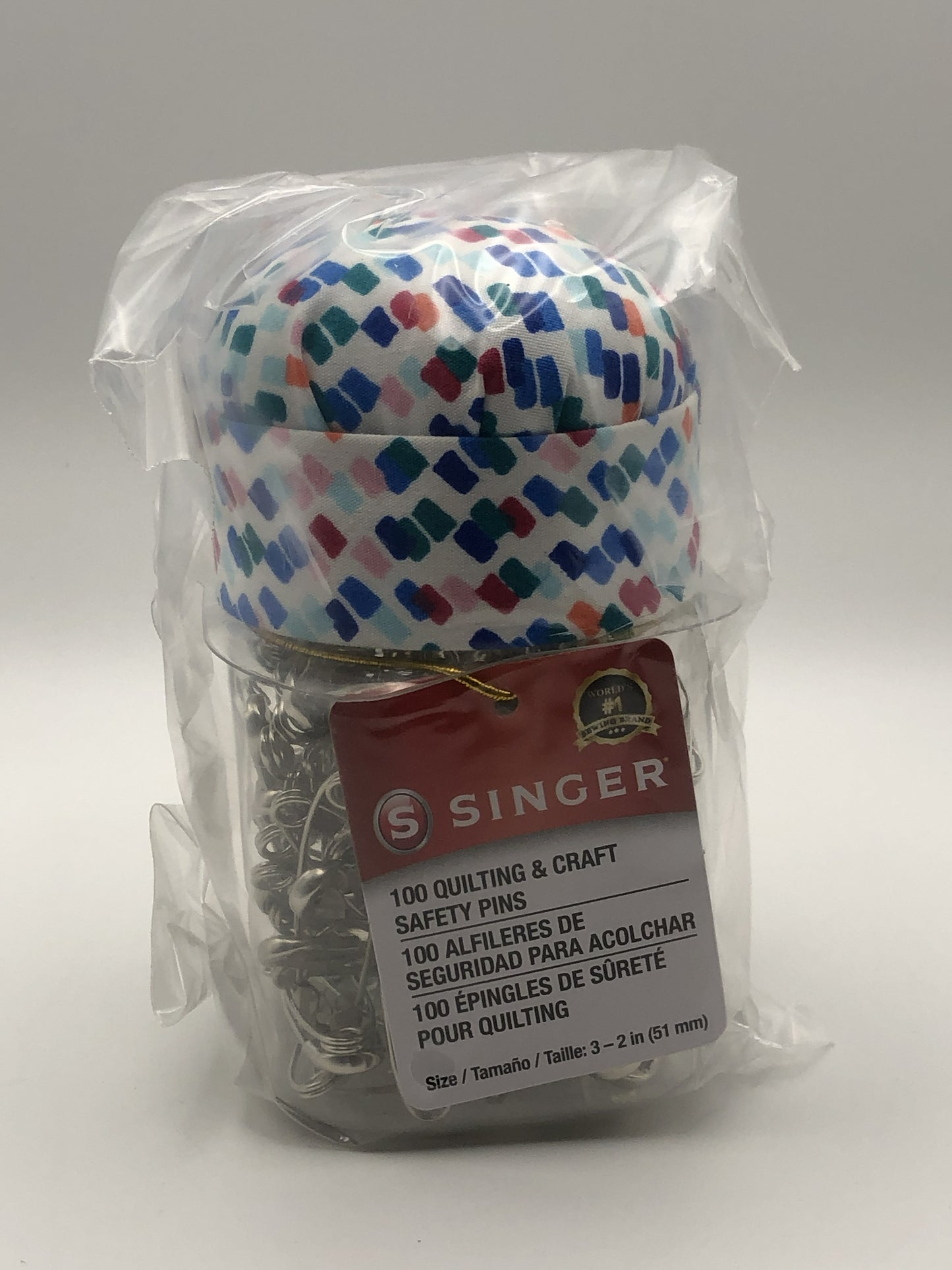 SINGER Quilting & Craft Safety Pins with Cushion Top Jar, 100 Count