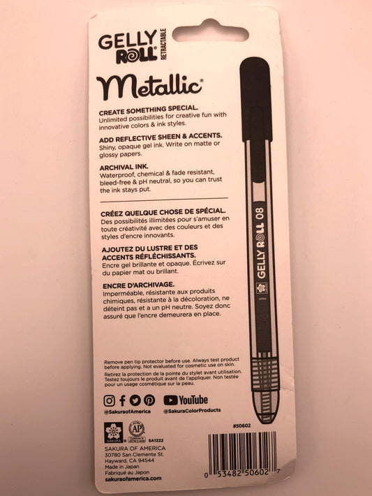Gelly Roll Retractable Metallic Gel Pens, Medium 0.8 mm, 3 Pack
