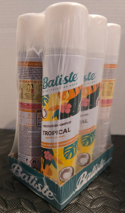 Batiste Dry Shampoo, Tropical Exotic Coconut, 6.73 fl oz., 6 Pack