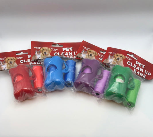 Pet Clean Up Bags with Bone-Shaped Dispenser, Keychain, & 30 bags, Assorted colors, 1 count