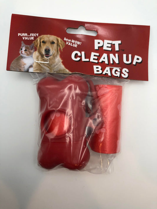 Pet Clean Up Bags with Bone-Shaped Dispenser, Keychain, & 30 bags, Assorted colors, 1 count