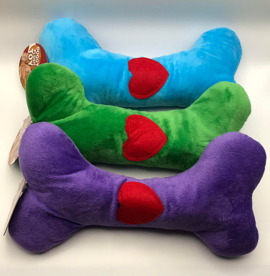 Large Plush Bone Dog Toy, Heart Style, Assorted colors, 1 Count
