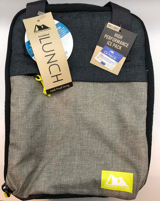 Artic Zone Insulated Lunch Bag with Ice Pack, Microban Protection, Blue Gray, 1 Count