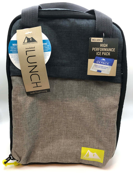 Artic Zone Insulated Lunch Bag with Ice Pack, Microban Protection, Blue Gray, 1 Count