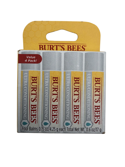 Burt's Bees Ultra Conditioning Moisturizing Lip Balm, 0.15 oz, Value 4 Pack