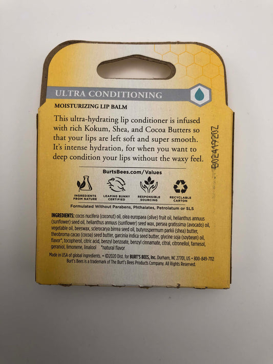 Burt's Bees Ultra Conditioning Moisturizing Lip Balm, 0.15 oz, Value 4 Pack