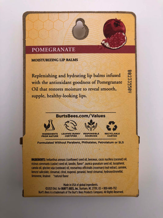 Burt's Bees Pomegranate Moisturizing Lip Balms, 0.15 oz, 2 Pack
