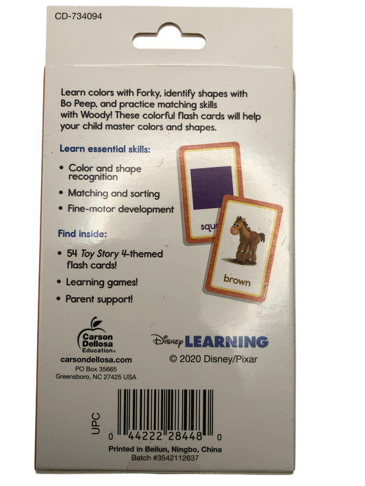Disney Learning Toy Story 4 Colors & Shapes, 54 Flash Cards, Age 3+