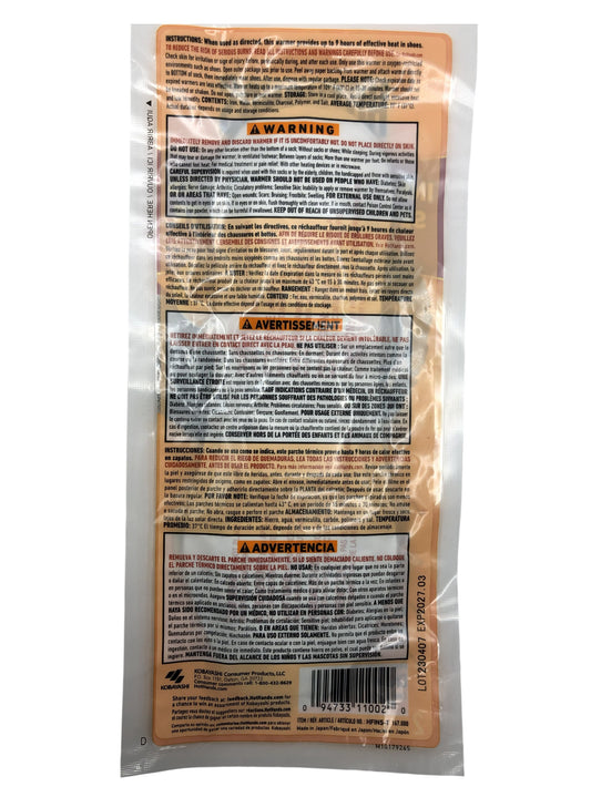 Hot Hands Insole Foot Warmers, Up to 9 Hours of Heat, 1 Pair