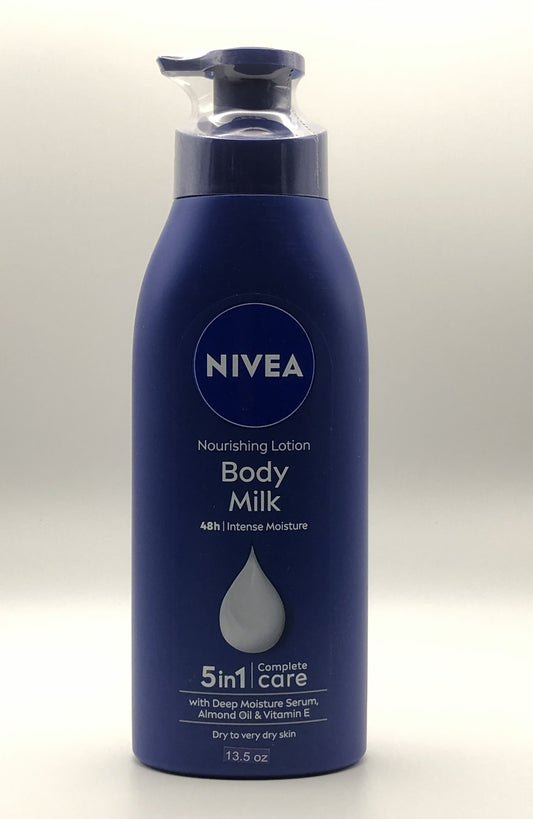 Nivea Nourishing Body Milk Lotion, Intense Moisture for Dry Skin, 5 in 1, 13.5 oz
