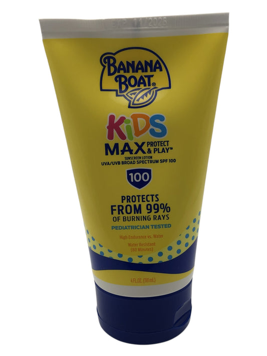 Banana Boat Kids Max Protect & Play Broad Spectrum SPF 100 Sunscreen Lotion, 4 fl oz.