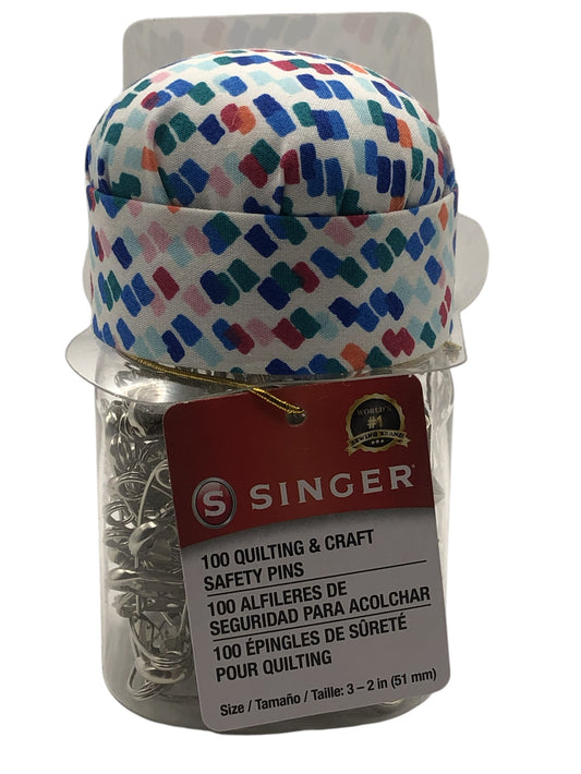SINGER Quilting & Craft Safety Pins with Cushion Top Jar, 100 Count